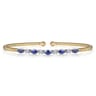 14K White  Yellow Gold Bujukan Diamond and Marquise Blue Sapphire Split Bangle Bracelet - 0.15 ct