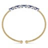 14K White  Yellow Gold Bujukan Diamond and Marquise Blue Sapphire Split Bangle Bracelet - 0.15 ct