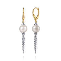 14K-White-Yellow-Gold-Bujukan-Diamond-and-Pearl-Spike-Leverback-Drop-Earrings1