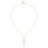 14K White Yellow Gold Bujukan Diamond and Pearl Spike Pendant Drop Necklace - 0.22 ct