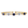 14K White-Yellow Gold Bujukan Diamond and Sapphire Bangle - 0.18 ct