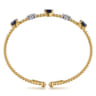 14K White-Yellow Gold Bujukan Diamond and Sapphire Bangle - 0.18 ct