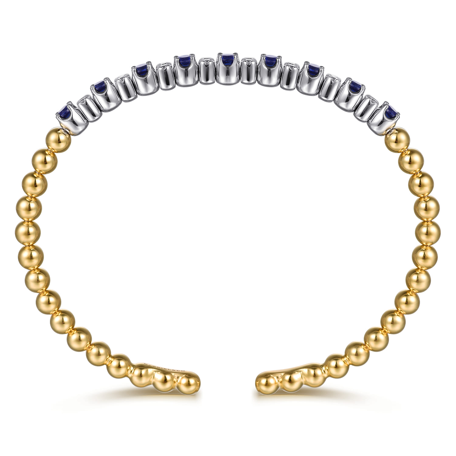 14K White  Yellow Gold Bujukan Diamond and Sapphire Split Bangle Bracelet - 0.3 ct - Shot 3