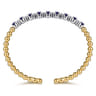 14K White  Yellow Gold Bujukan Diamond and Sapphire Split Bangle Bracelet - 0.3 ct