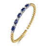 14K White  Yellow Gold Bujukan Diamond and Sapphire Split Bangle Bracelet - 0.4 ct