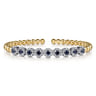 14K White  Yellow Gold Bujukan Diamond and Sapphire Split Bangle Bracelet - 0.5 ct
