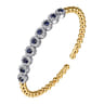 14K White  Yellow Gold Bujukan Diamond and Sapphire Split Bangle Bracelet - 0.5 ct