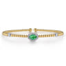 14K White-Yellow Gold Bujukan Emerald and Diamond Halo Bangle - 0.15 ct