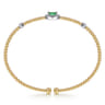 14K White-Yellow Gold Bujukan Emerald and Diamond Halo Bangle - 0.15 ct