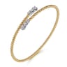 14K White-Yellow Gold Bujukan Graduating Diamond Bypass Bangle - 0.4 ct