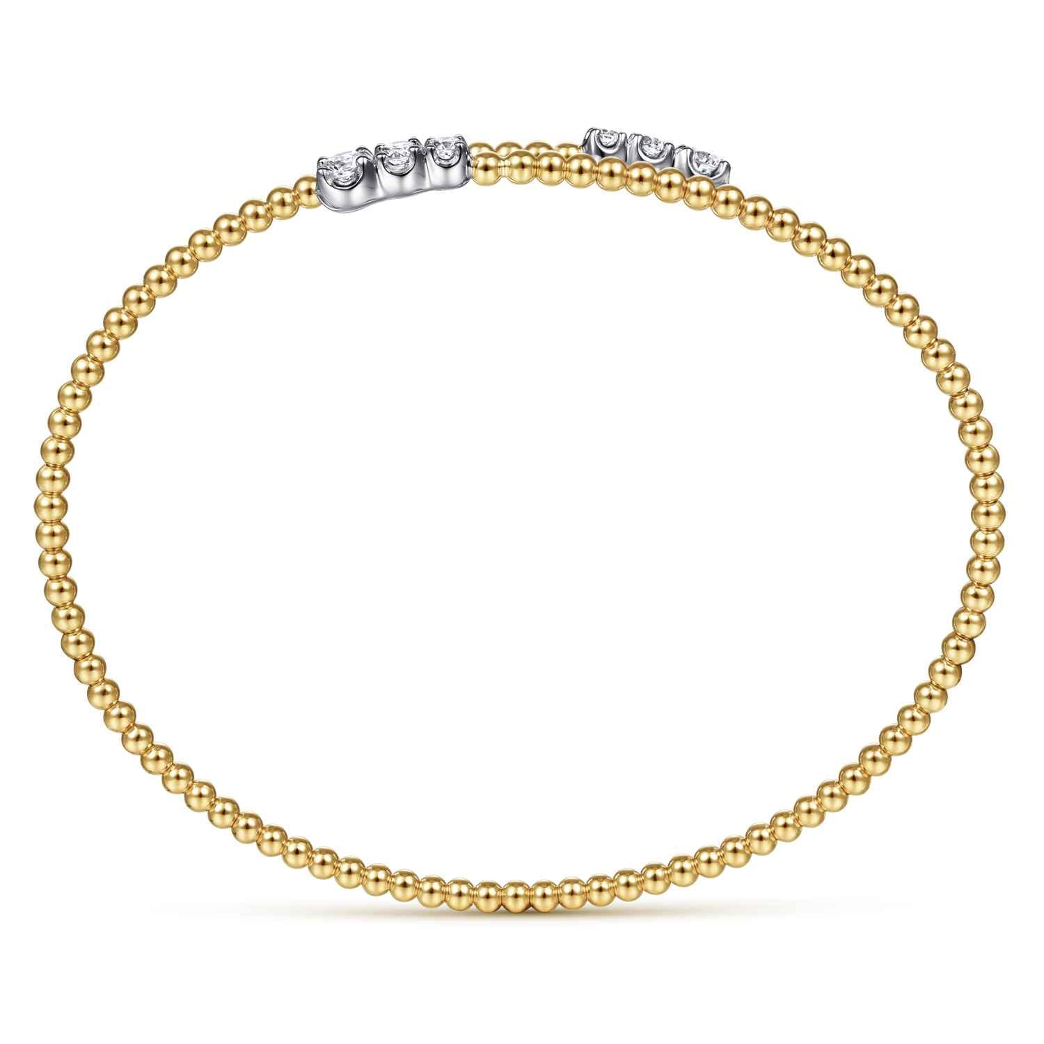 14K White-Yellow Gold Bujukan Graduating Diamond Bypass Bangle - 0.4 ct - Shot 3