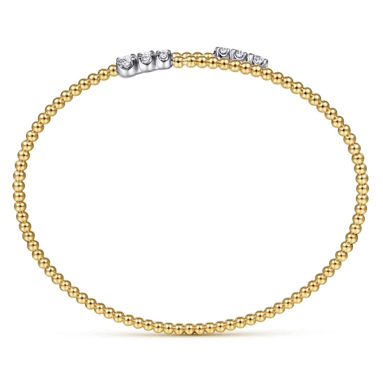 14K White-Yellow Gold Bujukan Graduating Diamond Bypass Bangle - 0.4 ct - Shot 3