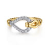 14K White  Yellow Gold Bujukan Graduating Diamond Horseshoe Fashion Ring - 0.24 ct