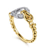 14K White  Yellow Gold Bujukan Graduating Diamond Horseshoe Fashion Ring - 0.24 ct