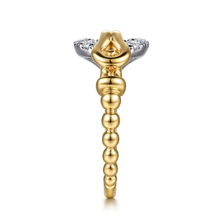 14K White  Yellow Gold Bujukan Graduating Diamond Horseshoe Fashion Ring - 0.24 ct - Shot 4