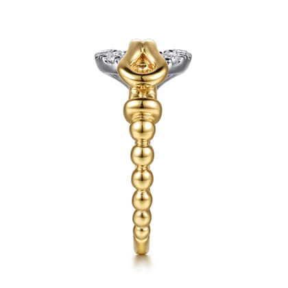 14K White  Yellow Gold Bujukan Graduating Diamond Stirrup Fashion Ring