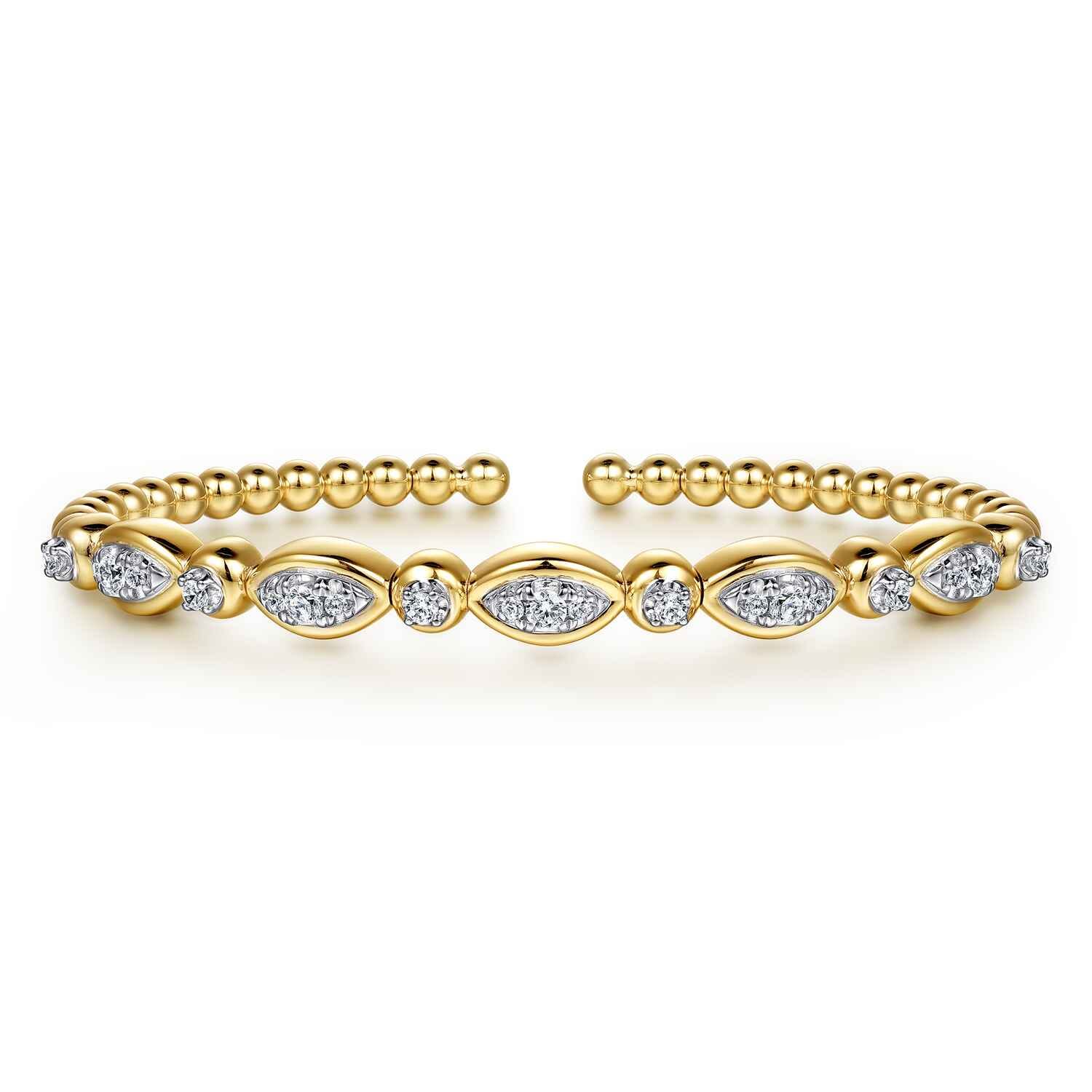 14K White Yellow Gold Bujukan Marquise Bezel Diamond Bangle Bracelet - 0.5 ct - Shot 1