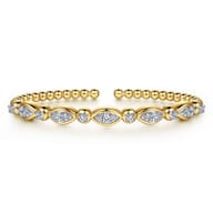 14K White Yellow Gold Bujukan Marquise Bezel Diamond Bangle Bracelet