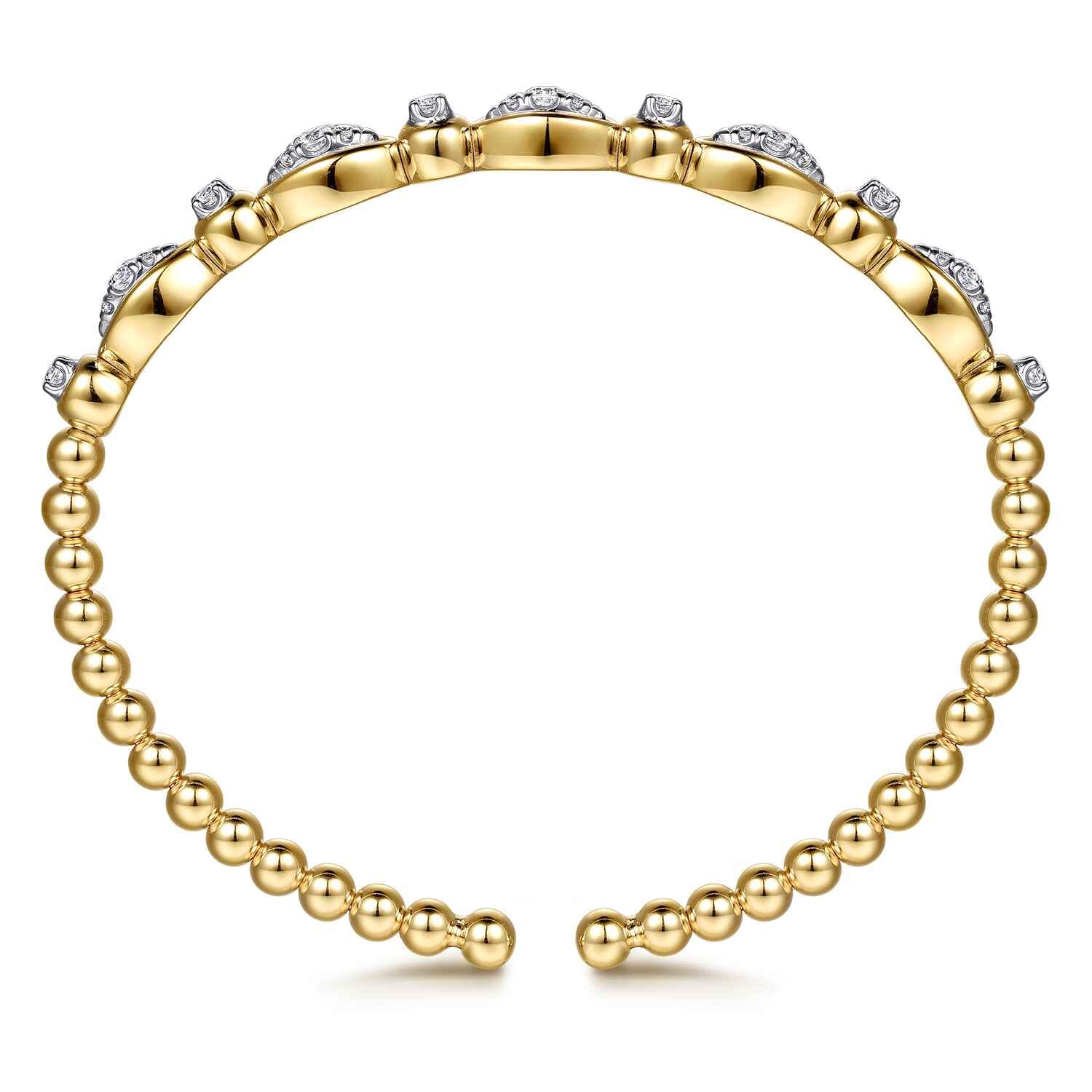 14K White Yellow Gold Bujukan Marquise Bezel Diamond Bangle Bracelet - 0.5 ct - Shot 3