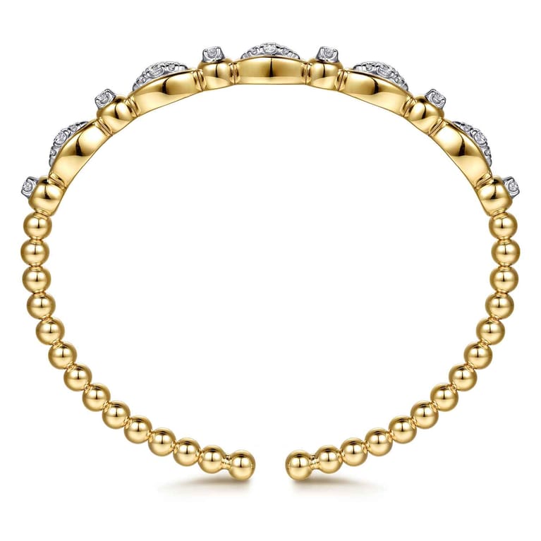 14K White Yellow Gold Bujukan Marquise Bezel Diamond Bangle Bracelet - 0.5 ct - Shot 3