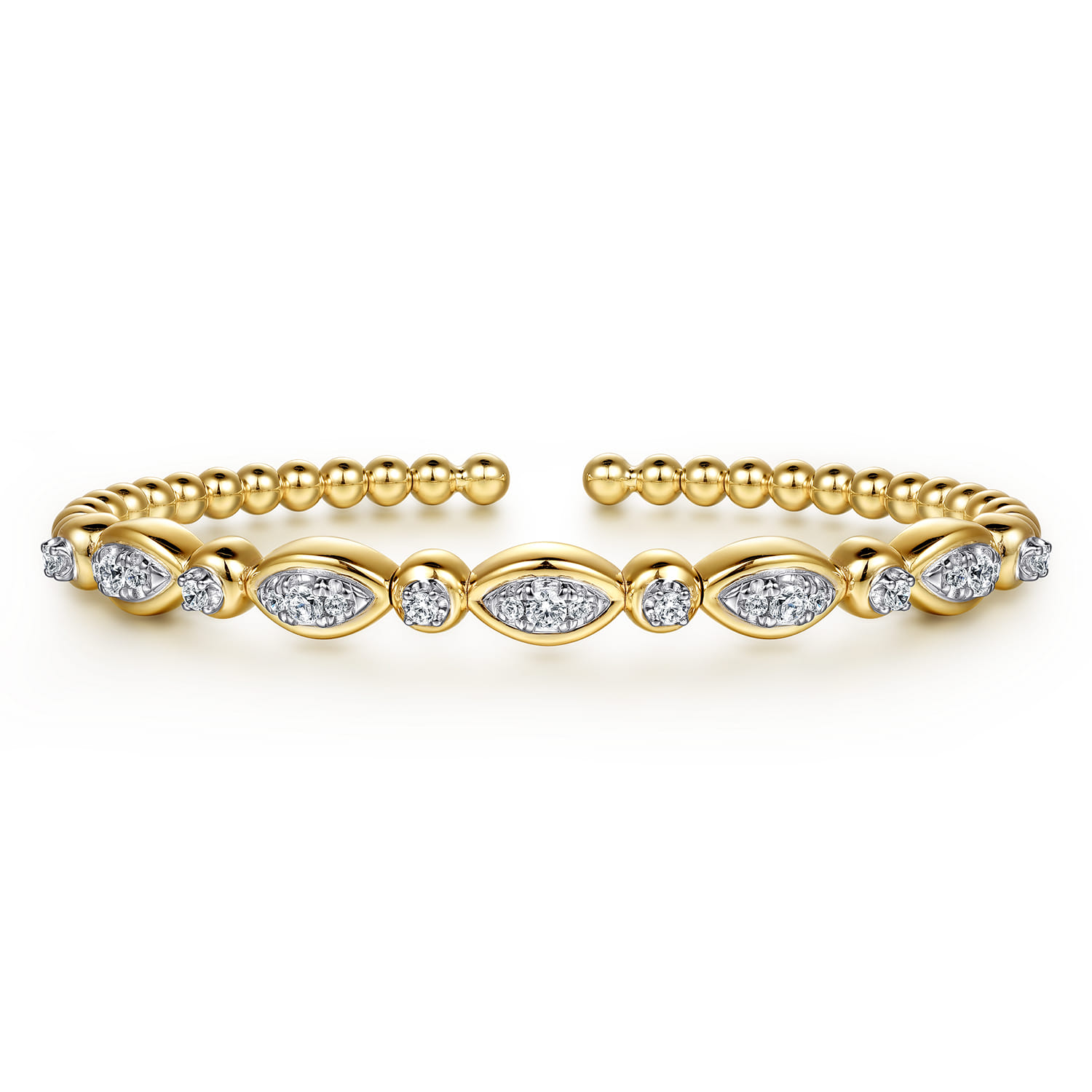 14K White Yellow Gold Bujukan Marquise Bezel Diamond Bangle Bracelet - 0.5 ct - Shot 1