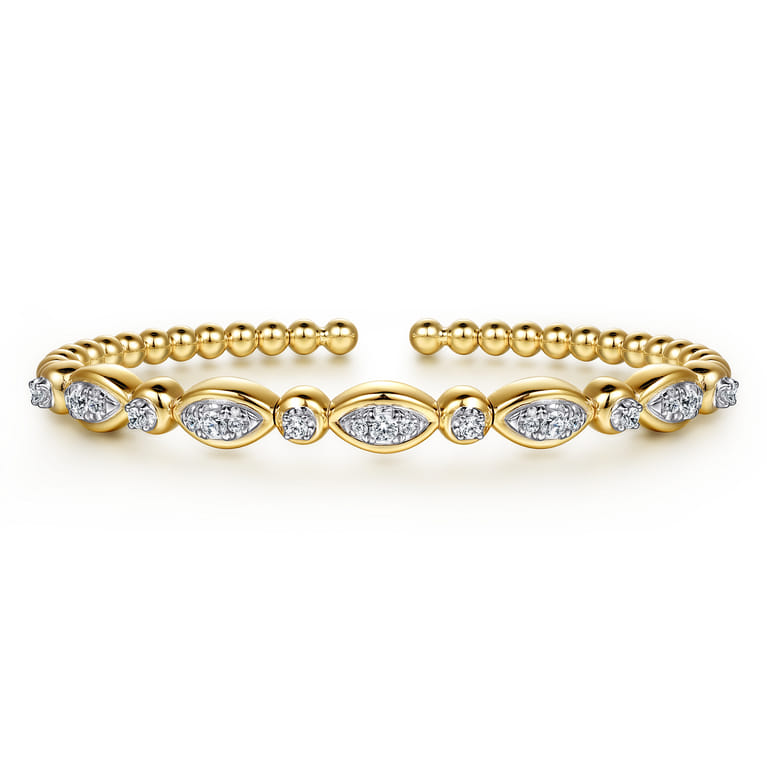 14K White Yellow Gold Bujukan Marquise Bezel Diamond Bangle Bracelet - 0.5 ct - Shot 1