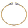 14K White  Yellow Gold Bujukan Open Cuff Bracelet with Citrine and Diamond End Caps - 0.09 ct