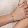 14K White  Yellow Gold Bujukan Open Cuff Bracelet with Peridot and Diamond End Caps - 0.09 ct