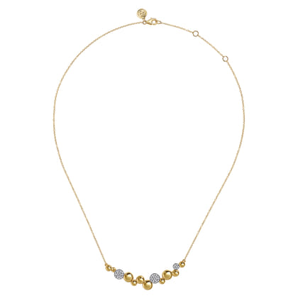 14K White  Yellow Gold Bujukan Pave Diamond Pendant Necklace