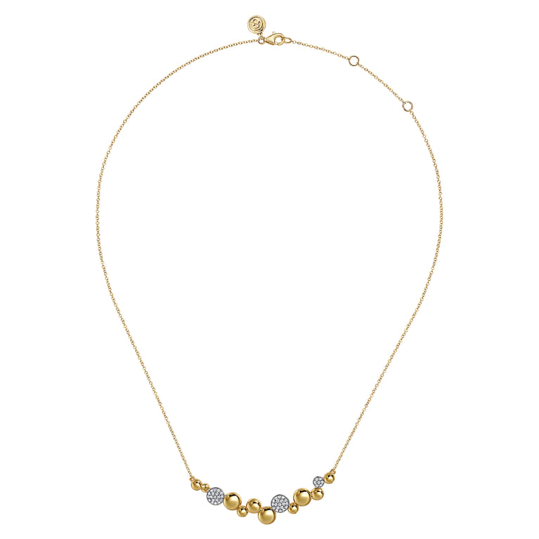 14K White  Yellow Gold Bujukan Pave Diamond Pendant Necklace - 0.3 ct - Shot 2
