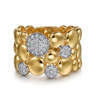14K White  Yellow Gold Bujukan Pave Diamond Wide Band Ring