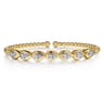 14K White Yellow Gold Bujukan Pear Bezel Diamond Split Bangle Bracelet - 0.5 ct