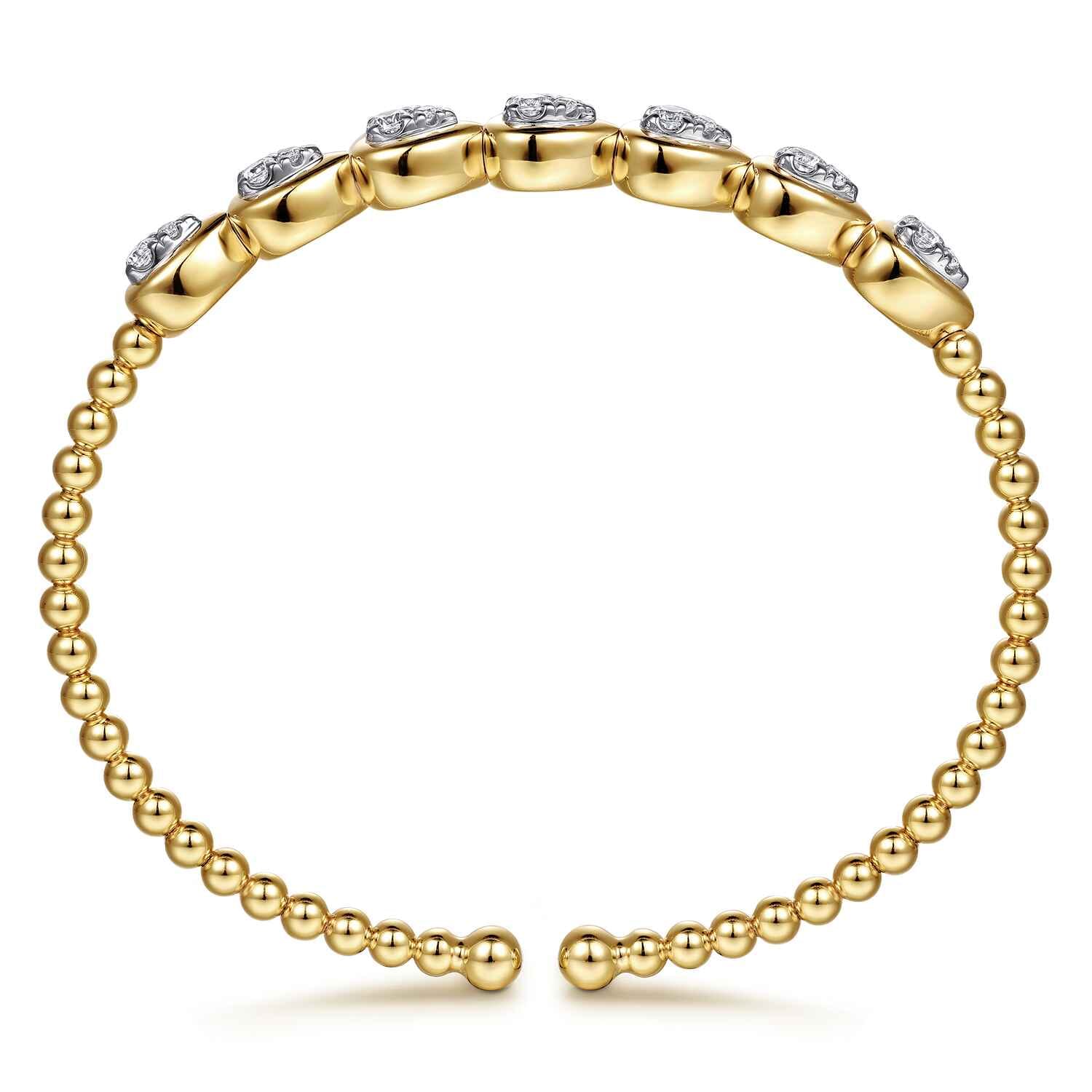 14K White Yellow Gold Bujukan Pear Bezel Diamond Split Bangle Bracelet - 0.5 ct - Shot 3