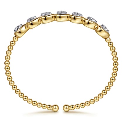 14K White Yellow Gold Bujukan Pear Bezel Diamond Split Bangle Bracelet