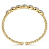 14K White Yellow Gold Bujukan Pear Bezel Diamond Split Bangle Bracelet - 0.5 ct