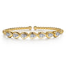14K White Yellow Gold Bujukan Pear Bezel Diamond Split Bangle Bracelet - 0.5 ct
