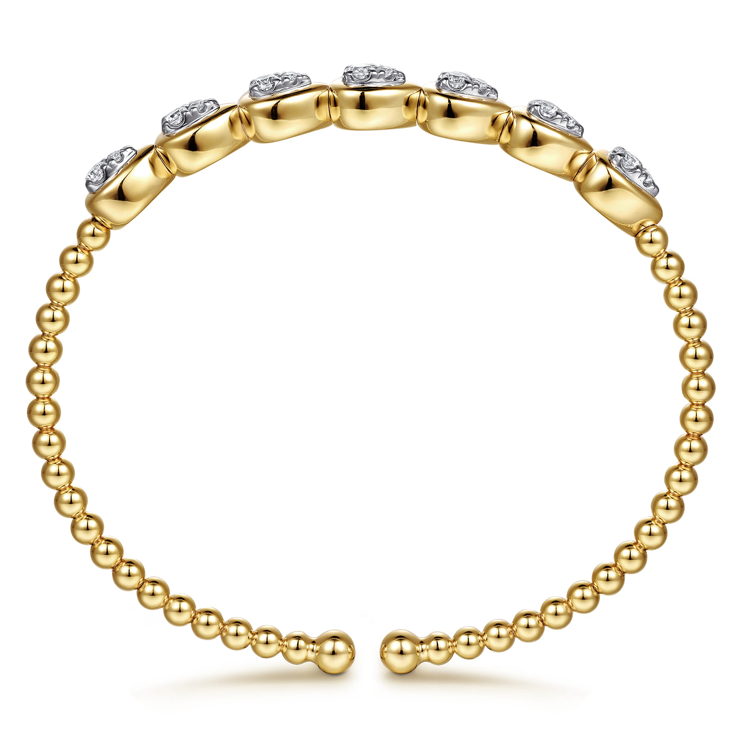 14K White Yellow Gold Bujukan Pear Bezel Diamond Split Bangle Bracelet - 0.5 ct - Shot 3