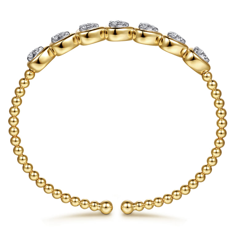 14K White Yellow Gold Bujukan Pear Bezel Diamond Split Bangle Bracelet - 0.5 ct - Shot 3