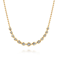 14K White Yellow Gold Bujukan Pear Shape Diamond Bezel Tennis Necklace