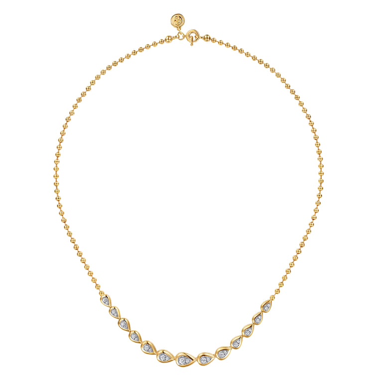14K White Yellow Gold Bujukan Pear Shape Diamond Bezel Tennis Necklace - 0.5 ct - Shot 2