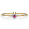 14K White-Yellow Gold Bujukan Ruby and Diamond Halo Bangle - 0.15 ct