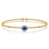 14K White-Yellow Gold Bujukan Sapphire and Diamond Halo Bangle - 0.15 ct