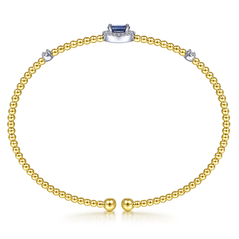 14K White-Yellow Gold Bujukan Sapphire and Diamond Halo Bangle - 0.15 ct - Shot 3