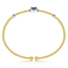 14K White-Yellow Gold Bujukan Sapphire and Diamond Halo Bangle - 0.15 ct
