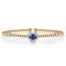 14K White-Yellow Gold Bujukan Sapphire and Diamond Halo Bangle - 0.13 ct