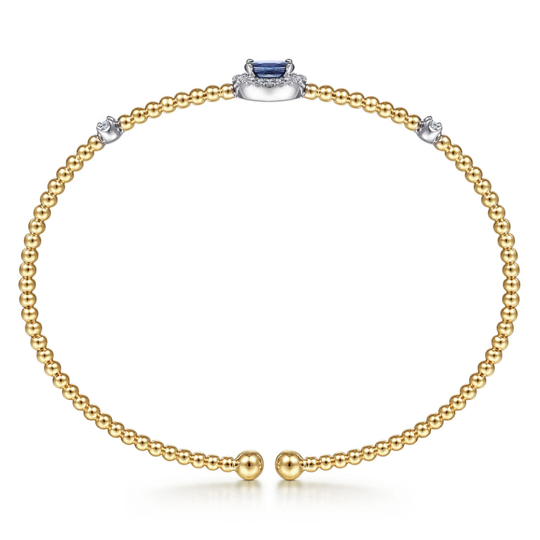 14K White-Yellow Gold Bujukan Sapphire and Diamond Halo Bangle - 0.13 ct - Shot 3