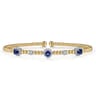 14K White-Yellow Gold Bujukan Sapphire and Diamond Halo Bangle - 0.19 ct