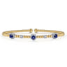 14K White-Yellow Gold Bujukan Sapphire and Diamond Halo Bangle - 0.2 ct