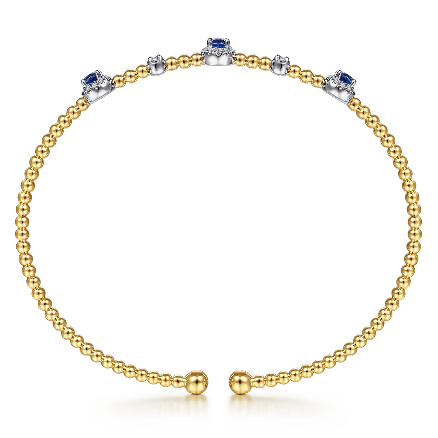 14K White-Yellow Gold Bujukan Sapphire and Diamond Halo Bangle - 0.2 ct - Shot 3