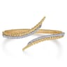 14K White Yellow Gold Bujukan Spike and Diamond Bypass Bangle Bracelet - 0.75 ct